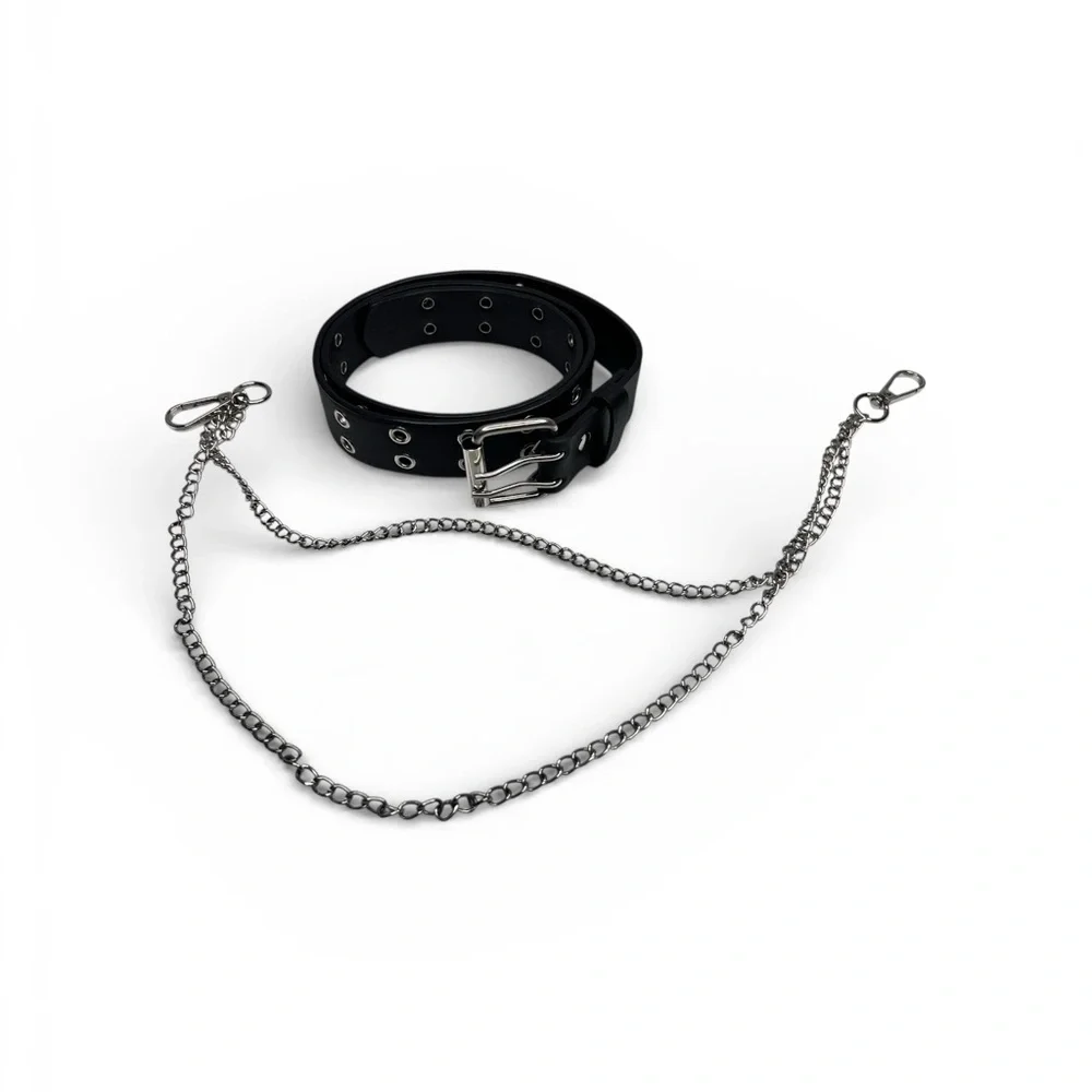 Double Grommet Belt for Girls and Boys Black One Size